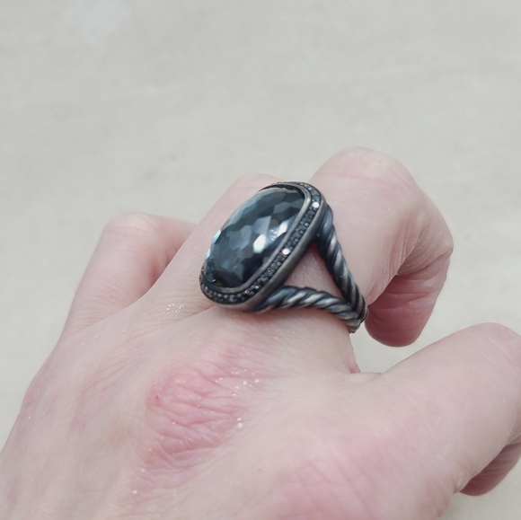 David Yurman Albion Elongated Gray Orchid Ring With Pave Black Diamonds - Picture 4 of 6